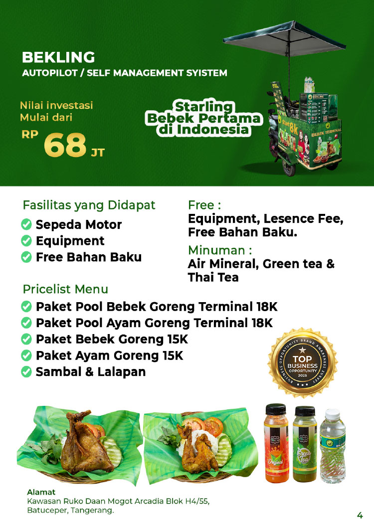 Franchise Peluang Usaha Bekling Bebek Keliling Gerobak Listrik by Bebek Terminal