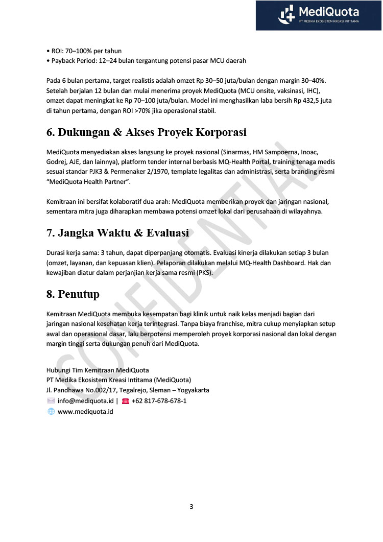 Kemitraan / Peluang Bisnis Klinik Kesehatan Terpadu Mediquota Clinic Kemitraan / Peluang Bisnis Klinik Kesehatan Terpadu Mediquota Clinic