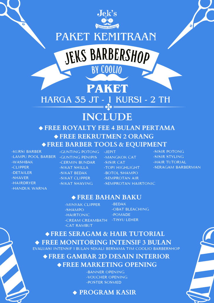 Franchise Peluang Usaha Salon Pria JEKS Barbershop by COOLIO