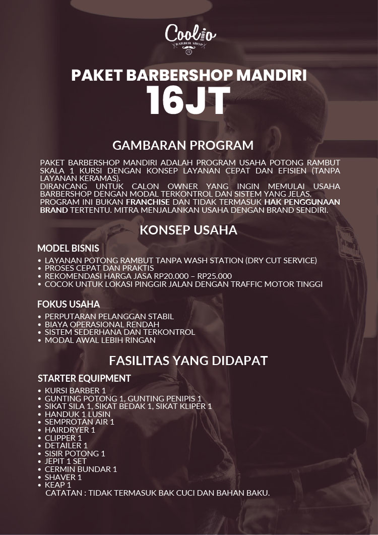 Franchise Peluang Usaha Salon Pria COOLIO BARBERSHOP Franchise Peluang Usaha Salon Pria COOLIO BARBERSHOP