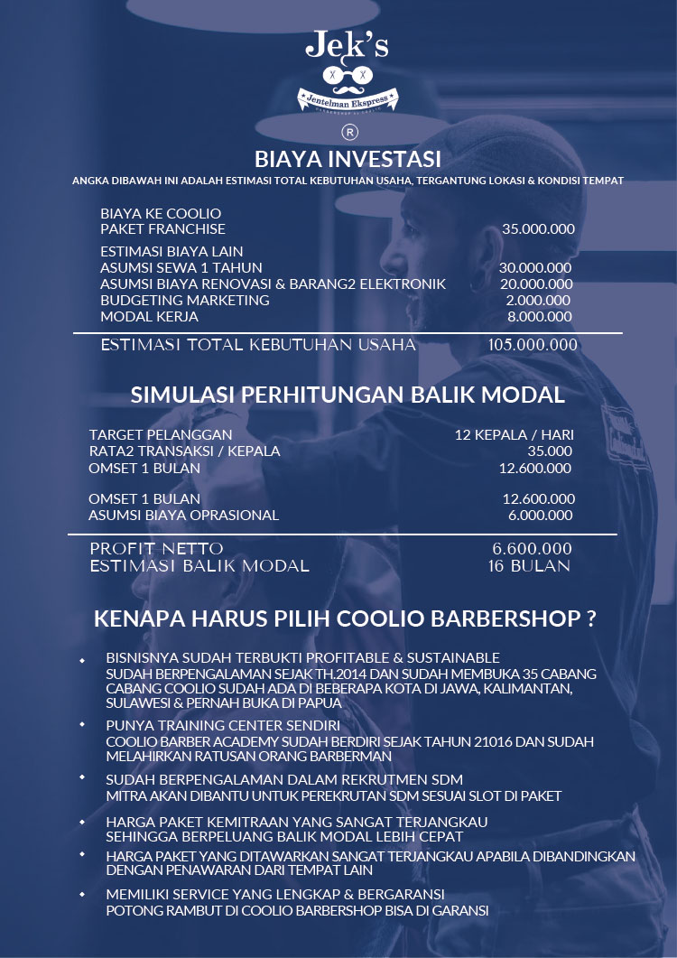 Franchise Peluang Usaha Salon Pria JEKS Barbershop by COOLIO Franchise Peluang Usaha Salon Pria JEKS Barbershop by COOLIO