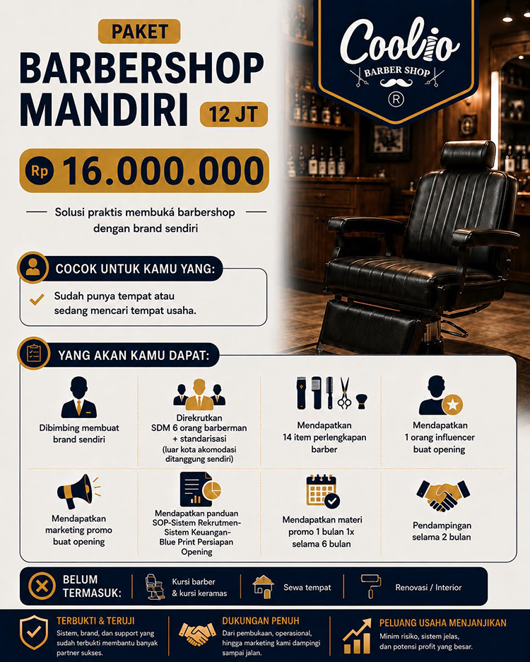 Franchise Peluang Usaha Salon Pria COOLIO BARBERSHOP Franchise Peluang Usaha Salon Pria COOLIO BARBERSHOP
