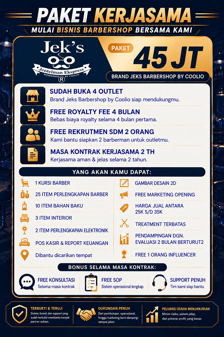 Franchise Peluang Usaha Salon Pria JEKS Barbershop by COOLIO Franchise Peluang Usaha Salon Pria JEKS Barbershop by COOLIO