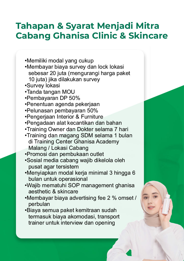Kemitraan Peluang Bisnis Klinik Kecantikan Ghanisa Aesthetic & Skincare Indonesia