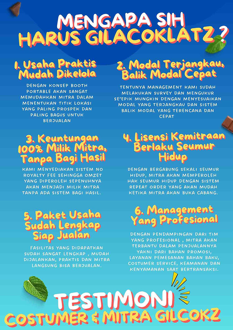 Kemitraan / Peluang Bisnis Minuman Chocolate Ice Blend Gilacoklatz