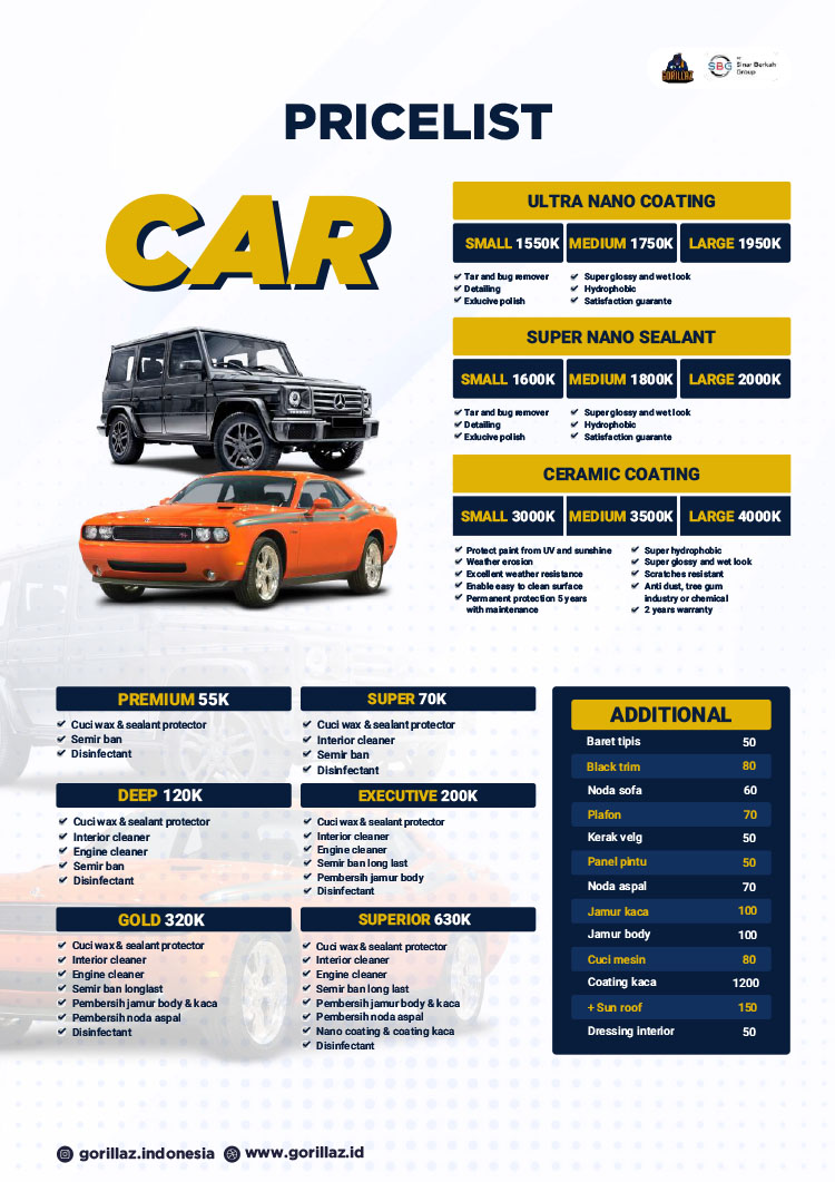 Franchise Peluang Usaha Bisnis Cucian Mobil Motor Sepeda Gorillaz