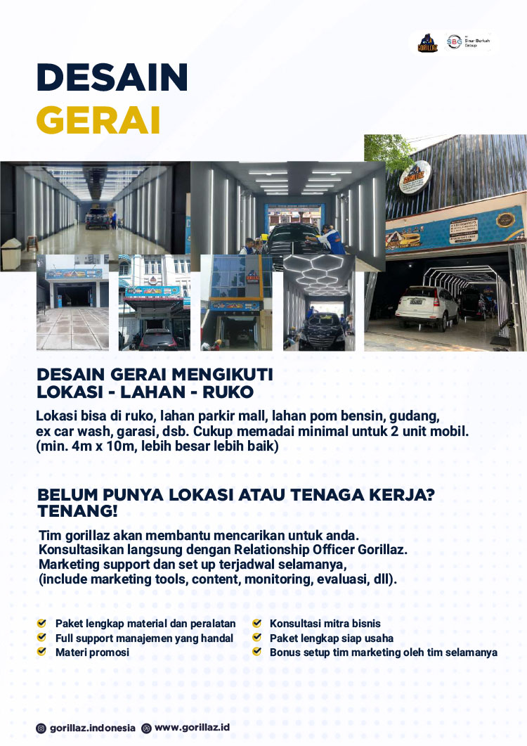 Franchise Peluang Usaha Bisnis Cucian Mobil Motor Sepeda Gorillaz