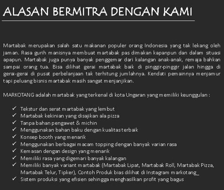 Franchise Peluang Usaha Makananan MARTABAK MANIS DAN MARTABAK TELUR | Markotang