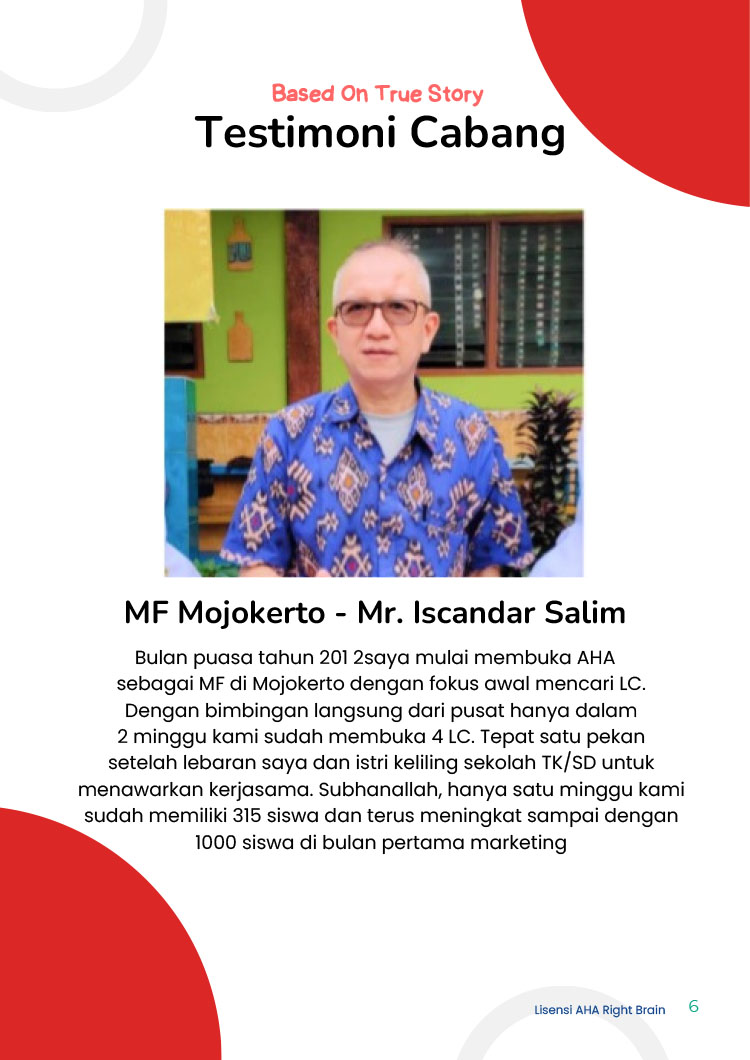 Kemitraan / Peluang Bisnis Pendidikan Kursus Light Speed Calculation Aha Right Brain
