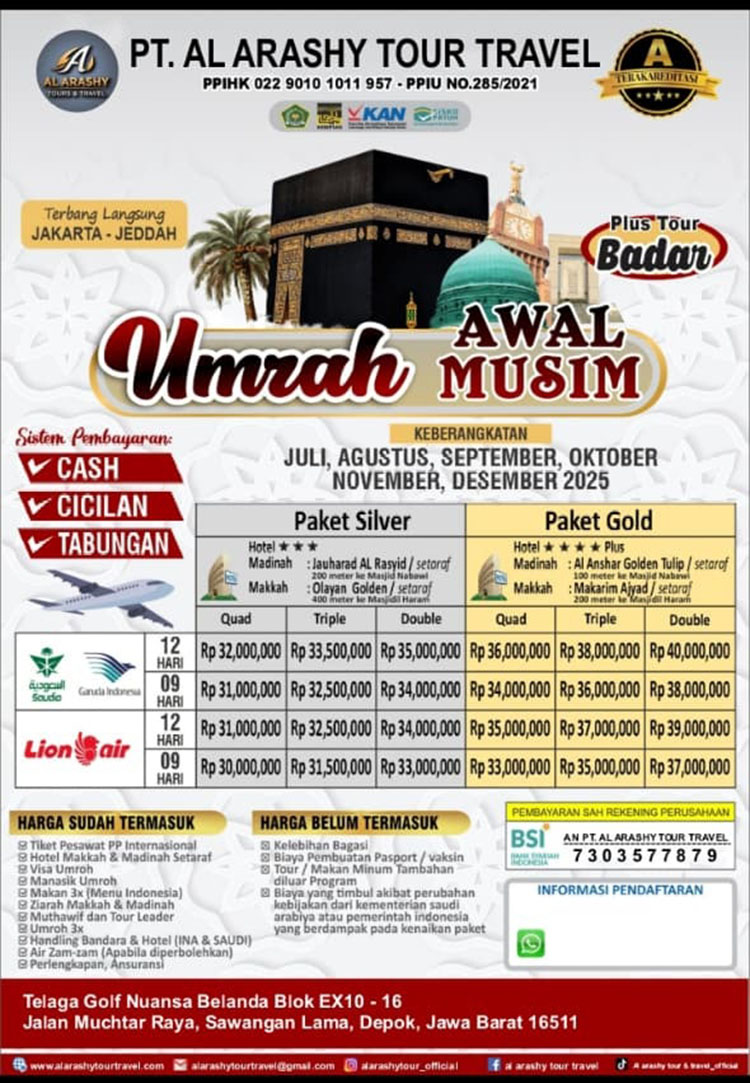 Peluang Bisnis Agen Umroh Al Arashy Tour & Travel