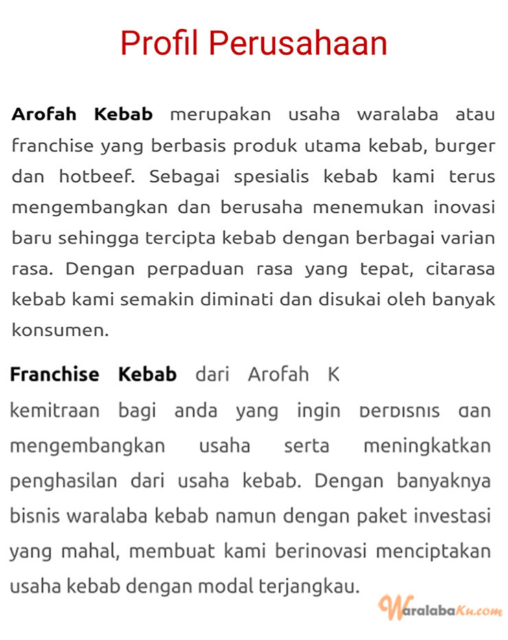 Franchise Peluang Usaha Makanan Arofah Kebab