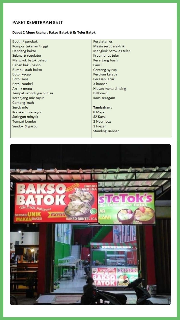 Kemitraan / Peluang Bisnis Kedai Bakso Batok Bang Toyib & Es Tetok