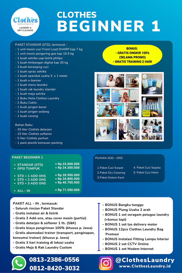 Franchise Peluang Usaha Clothes Laundry Paket Investasi Beginner