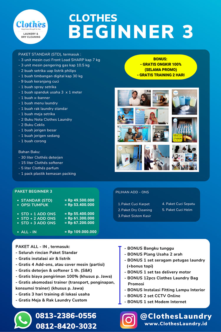 Franchise Peluang Usaha Clothes Laundry Paket Investasi Beginner