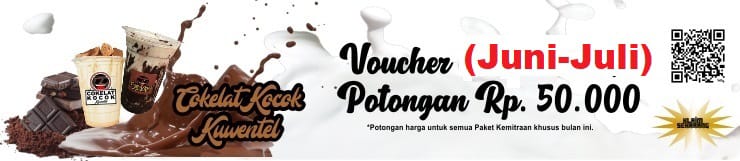 Voucher Diskon Kemitraan Es Cokelat Kocok Kuwentel Promo Juni-Juli 2025