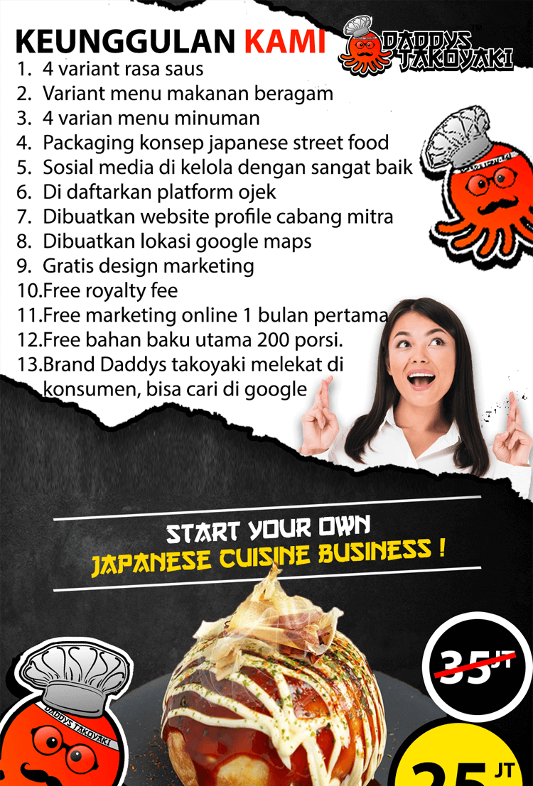 Franchise Peluang Usaha Makanan Jajanan Jepang Daddys Takoyaki