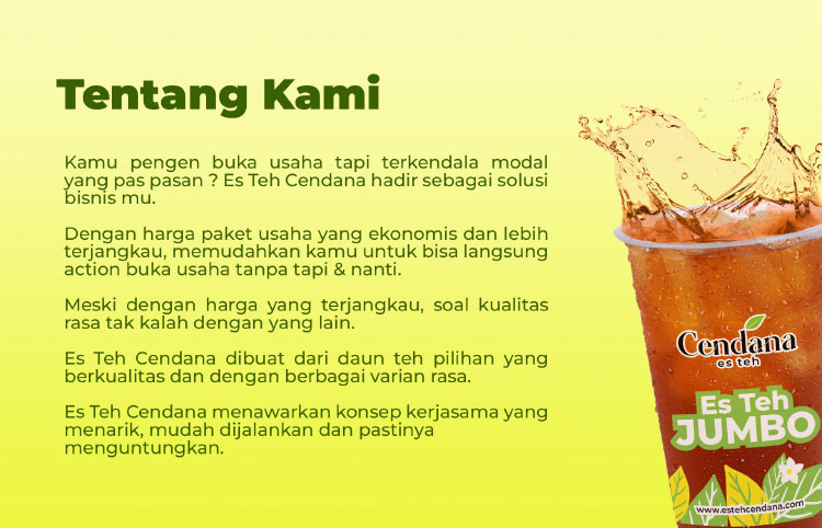 Kemitraan Peluang Bisnis Es Teh Jumbo Cendana