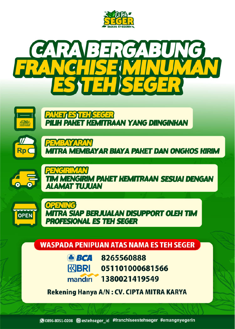 Kemitraan Peluang Bisnis Teh Solo Aneka Rasa Es Teh Seger