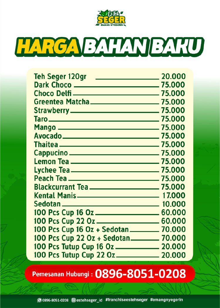 Kemitraan Peluang Bisnis Teh Solo Aneka Rasa Es Teh Seger