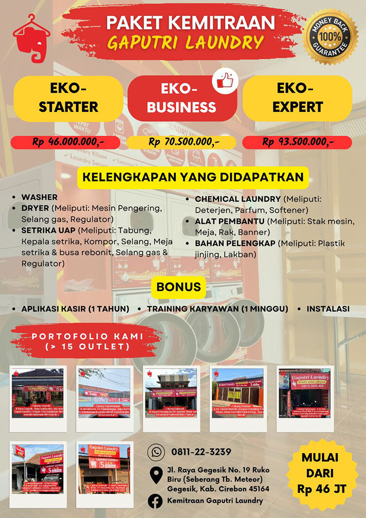 Kemitraan / Peluang Bisnis Laundry Kiloan Autopilot Gaputri Laundry