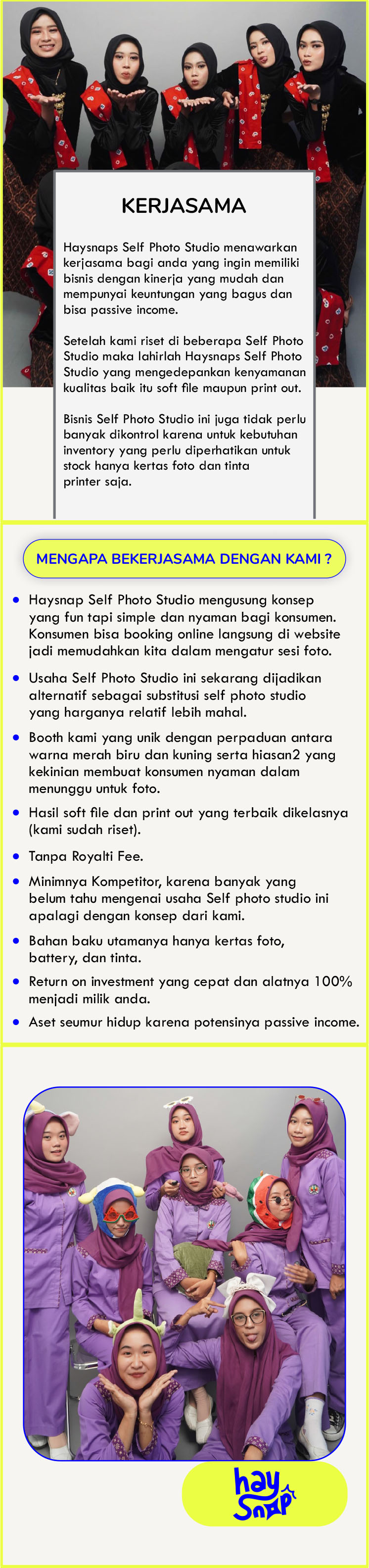 Kemitraan Peluang Bisnis Self Photo Studio Private Haysnaps