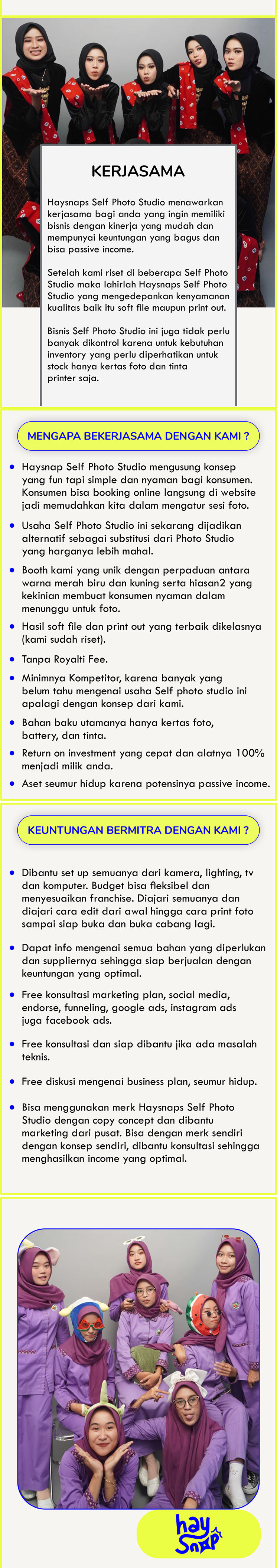 Kemitraan Peluang Bisnis Self Photo Studio Private Haysnaps