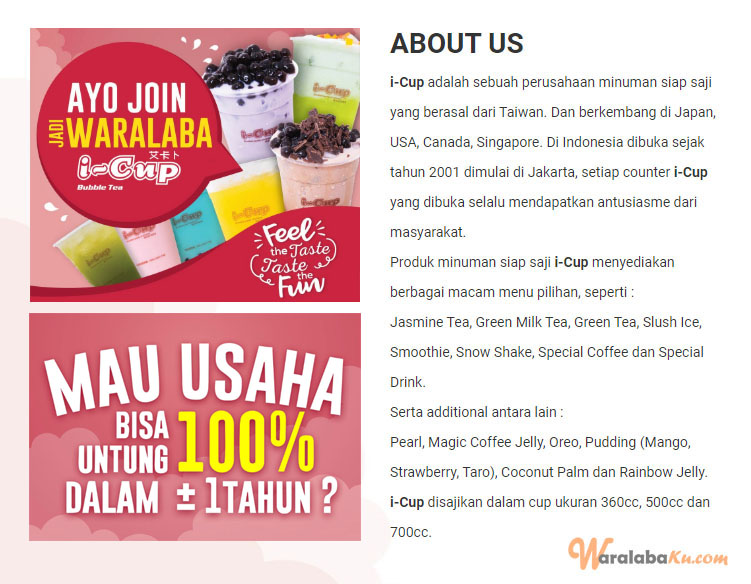 Franchise Peluang Usaha Minuman I-Cup Bubble Tea