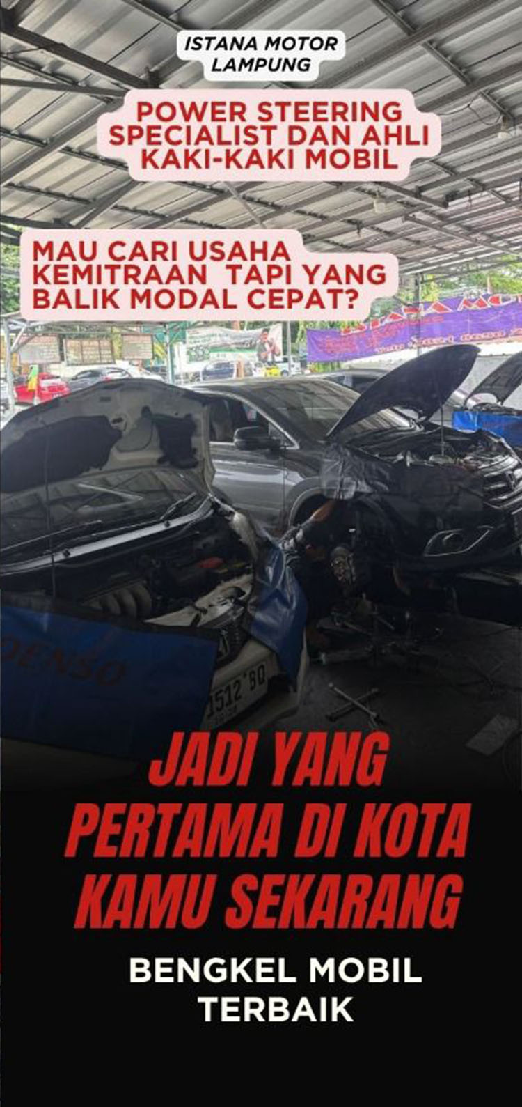 Kemitraan / Peluang Bisnis Bengkel Mobil Istana Jaya Makmur / Istana Motor Lampung Kemitraan / Peluang Bisnis Bengkel Mobil Istana Jaya Makmur / Istana Motor Lampung