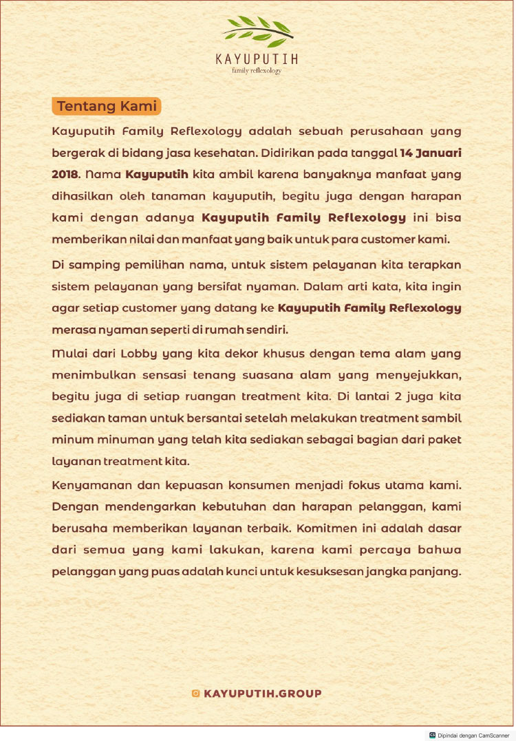 Kemitraan Peluang Bisnis Panti Sehat Pijat Kayuputih Family Reflexology