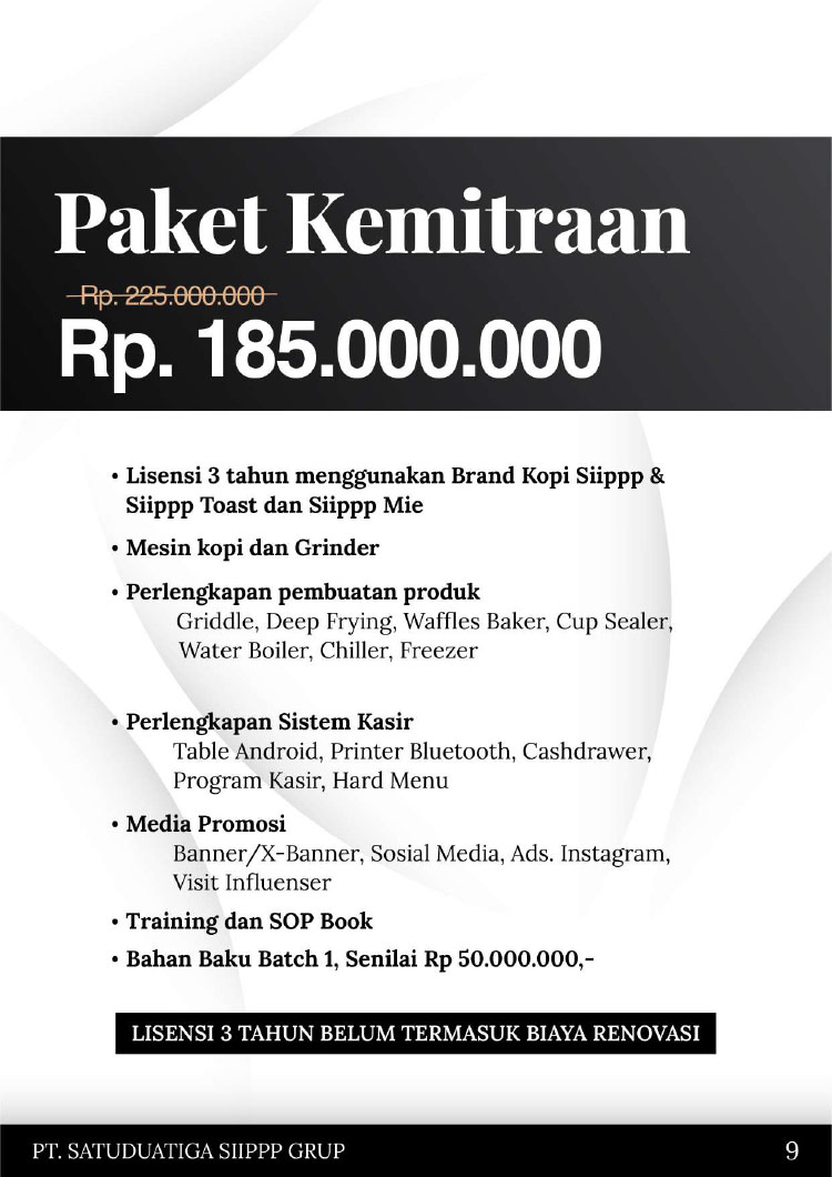 Kemitraan / Peluang Bisnis Cafe Murah, Toast, Mie, Snack, Kopi Siippp
