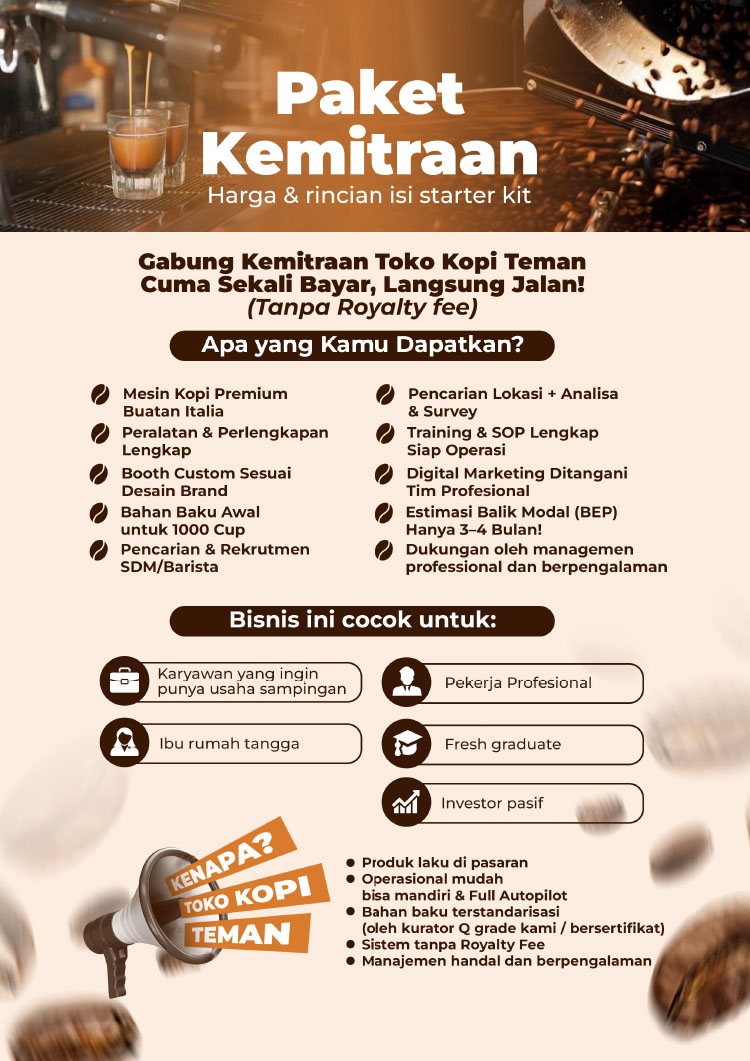 Kemitraan / Peluang Bisnis Autopilot Toko Kopi Teman Coffee To Go