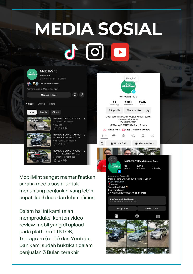 Kemitraan / Peluang Bisnis Showroom Mobil Bekas Kondisi Segar Berkualitas MobilMint