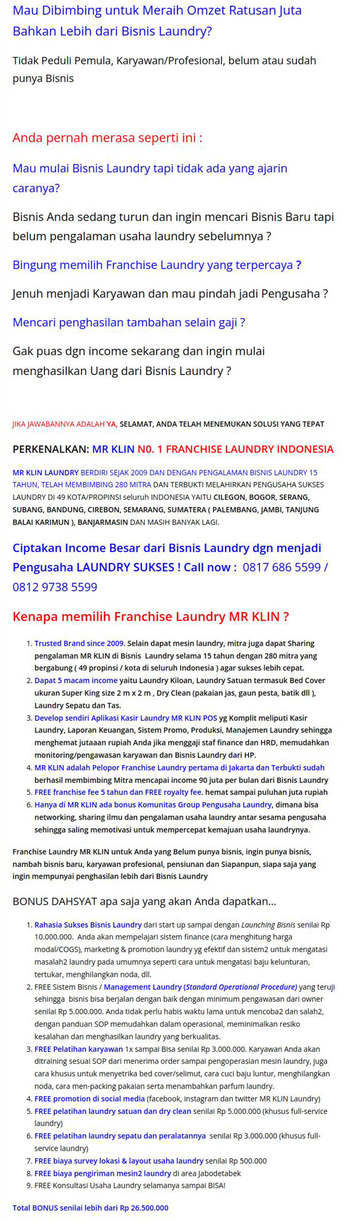 Kemitraan Peluang Bisnis Laundry Mr. Klin