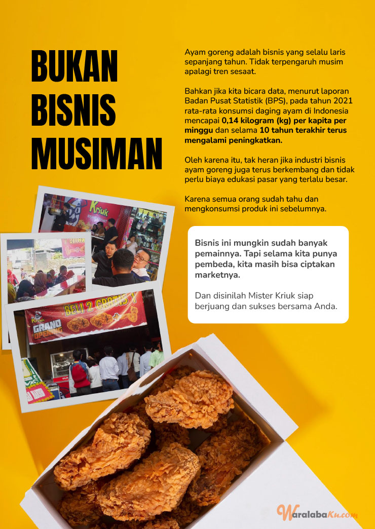 Kemitraan Peluang Bisnis Mr. Kriuk Fried Chicken