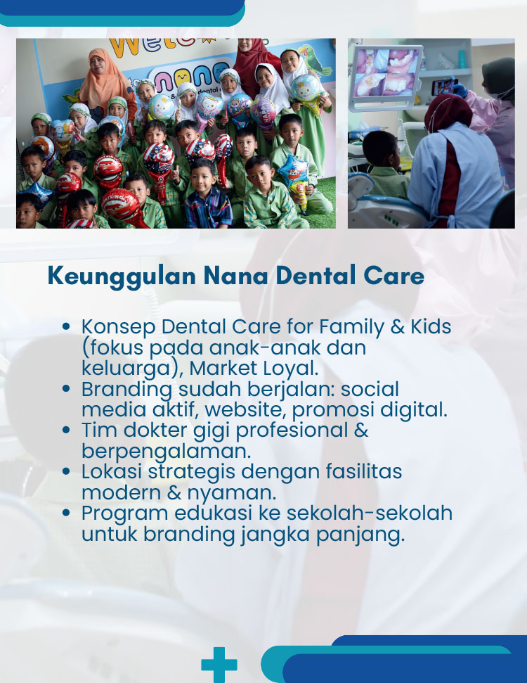 Kemitraan / Peluang Bisnis Klinik Gigi Spesialis Keluarga & Anak Nana Dental Care Kemitraan / Peluang Bisnis Klinik Gigi Spesialis Keluarga & Anak Nana Dental Care