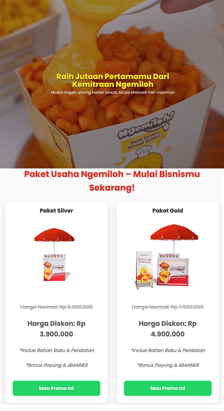 Kemitraan / Peluang Bisnis Cemilan Kekinian Ngemiloh ~ Basreng, Makaroni, Mie Kremes, Pilus, Tempe