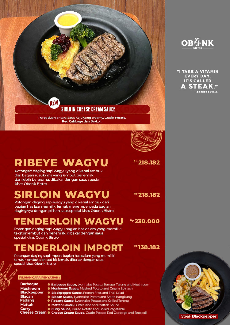 Kemitraan / Peluang Bisnis Resto Western Food Obonk Steak & Ribs Kemitraan / Peluang Bisnis Resto Western Food Obonk Steak & Ribs