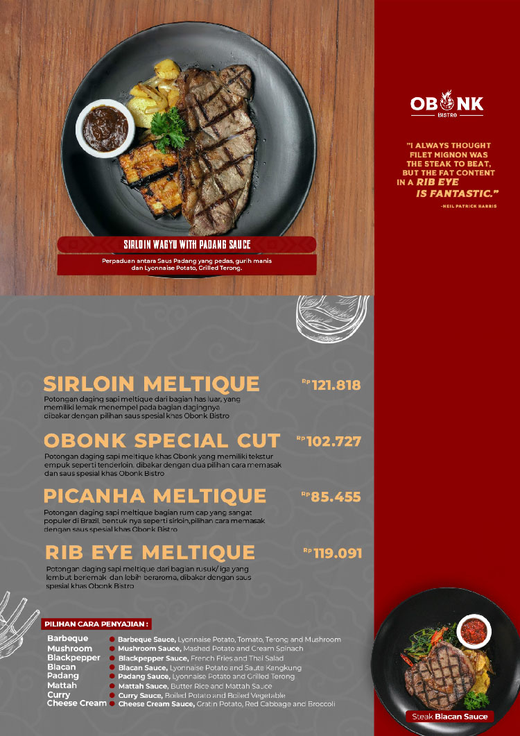 Kemitraan / Peluang Bisnis Resto Western Food Obonk Steak & Ribs Kemitraan / Peluang Bisnis Resto Western Food Obonk Steak & Ribs