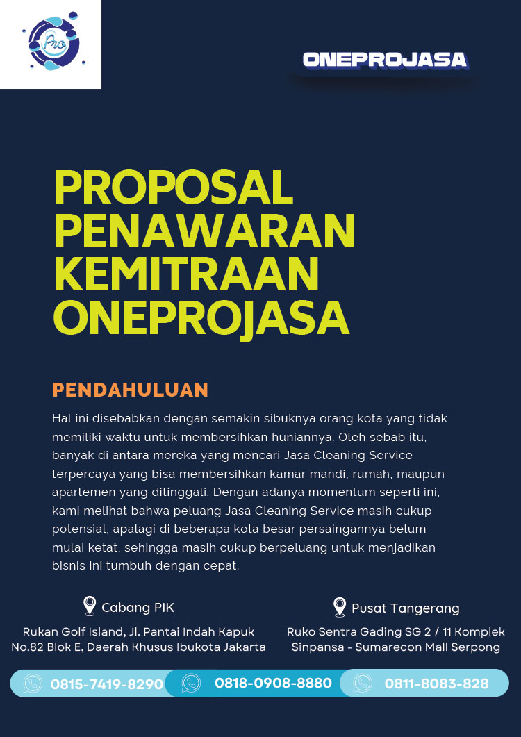 Kemitraan Peluang Bisnis Jasa Kebersihan OneProKlin, Servis AC ProCool, &Renovasi Bangungan ProBangunDesign by One Pro Jasa