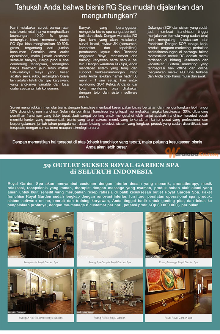 Franchise Peluang Usaha Royal Garden Family Spa & Reflexology