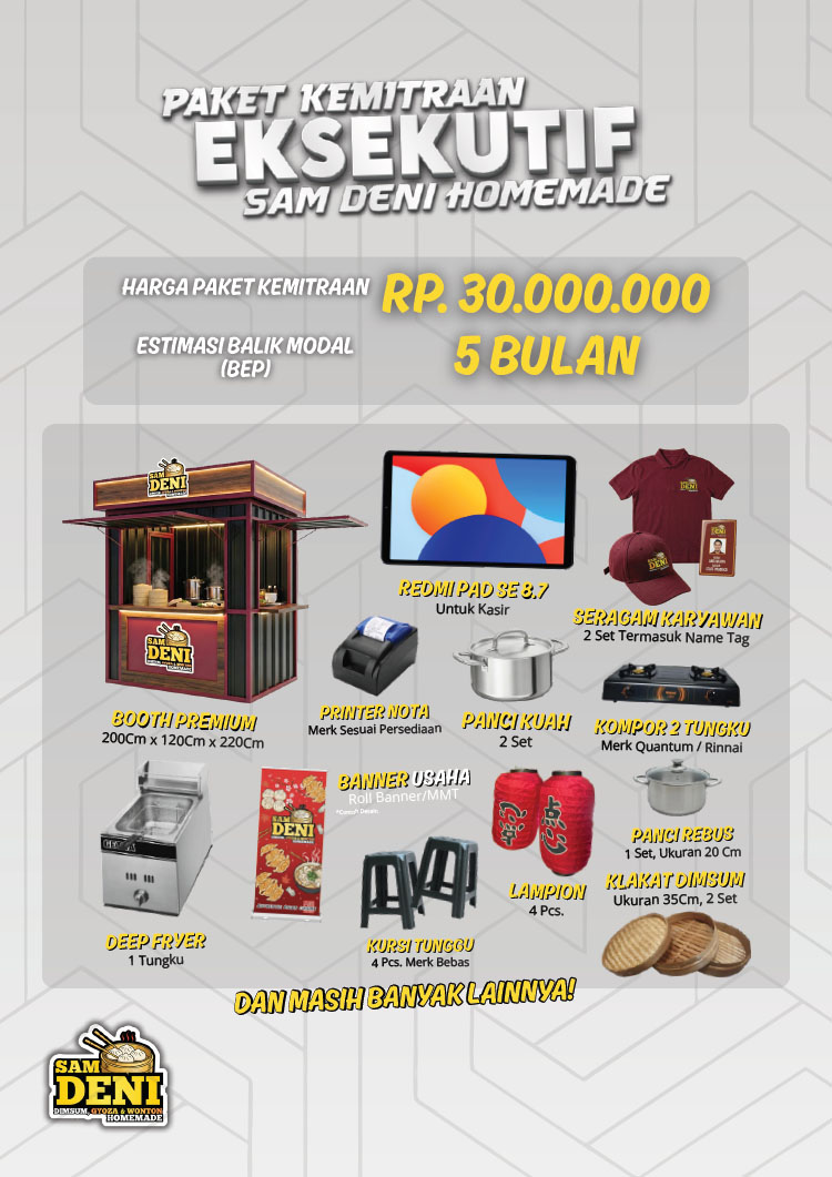 Kemitraan / Peluang Bisnis Dimsum, Gyoza, Wonton Homemade Sam Deni