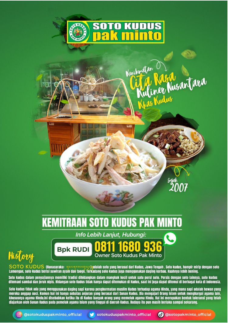 Kemitraan / Peluang Bisnis Restoran Tradisional Soto Kudus Pak Minto