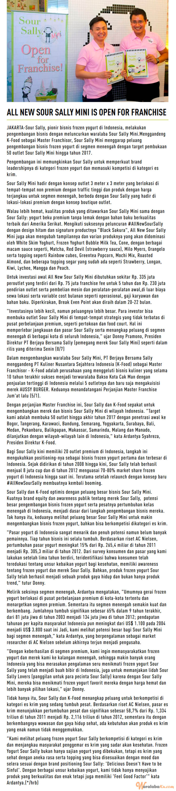 Franchise Peluang Usaha Sour Sally Mini