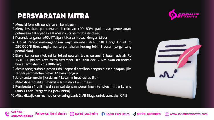 Kemitraan / Peluang Bisnis Vending Mesin Cuci Helm Otomatis Sprint