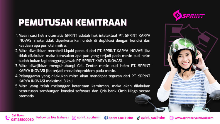 Kemitraan / Peluang Bisnis Vending Mesin Cuci Helm Otomatis Sprint