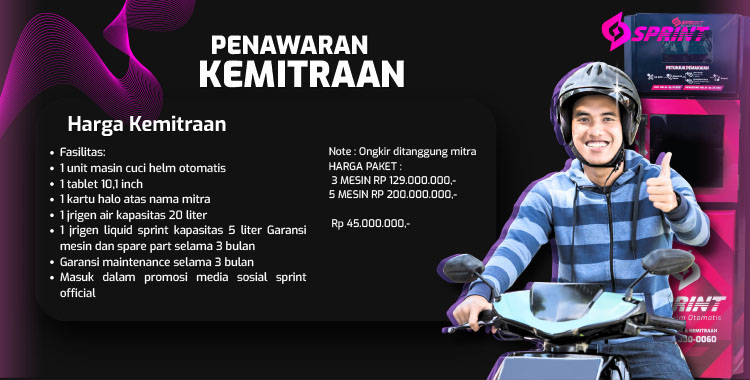 Kemitraan / Peluang Bisnis Vending Mesin Cuci Helm Otomatis Sprint