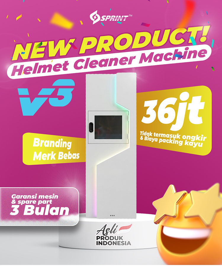 Produk Baru Vending Mesin Cuci Helm Otomatis Sprint V3