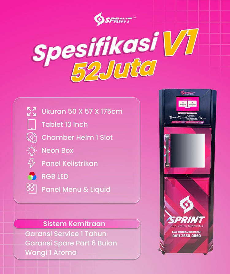 Kemitraan / Peluang Bisnis Vending Mesin Cuci Helm Otomatis Sprint Kemitraan / Peluang Bisnis Vending Mesin Cuci Helm Otomatis Sprint