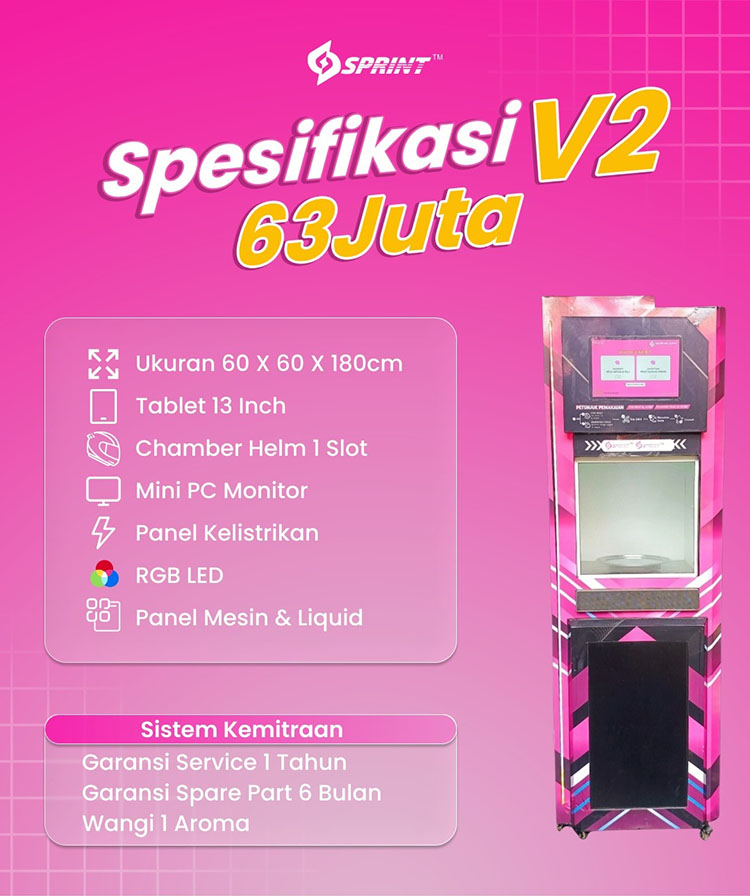 Kemitraan / Peluang Bisnis Vending Mesin Cuci Helm Otomatis Sprint Kemitraan / Peluang Bisnis Vending Mesin Cuci Helm Otomatis Sprint