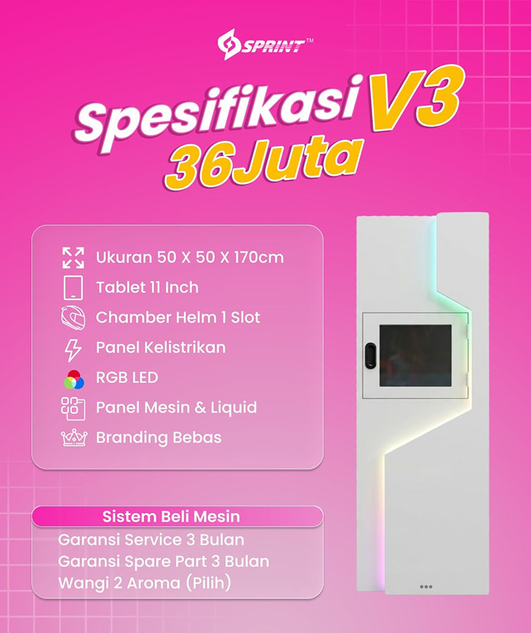 Kemitraan / Peluang Bisnis Vending Mesin Cuci Helm Otomatis Sprint Kemitraan / Peluang Bisnis Vending Mesin Cuci Helm Otomatis Sprint